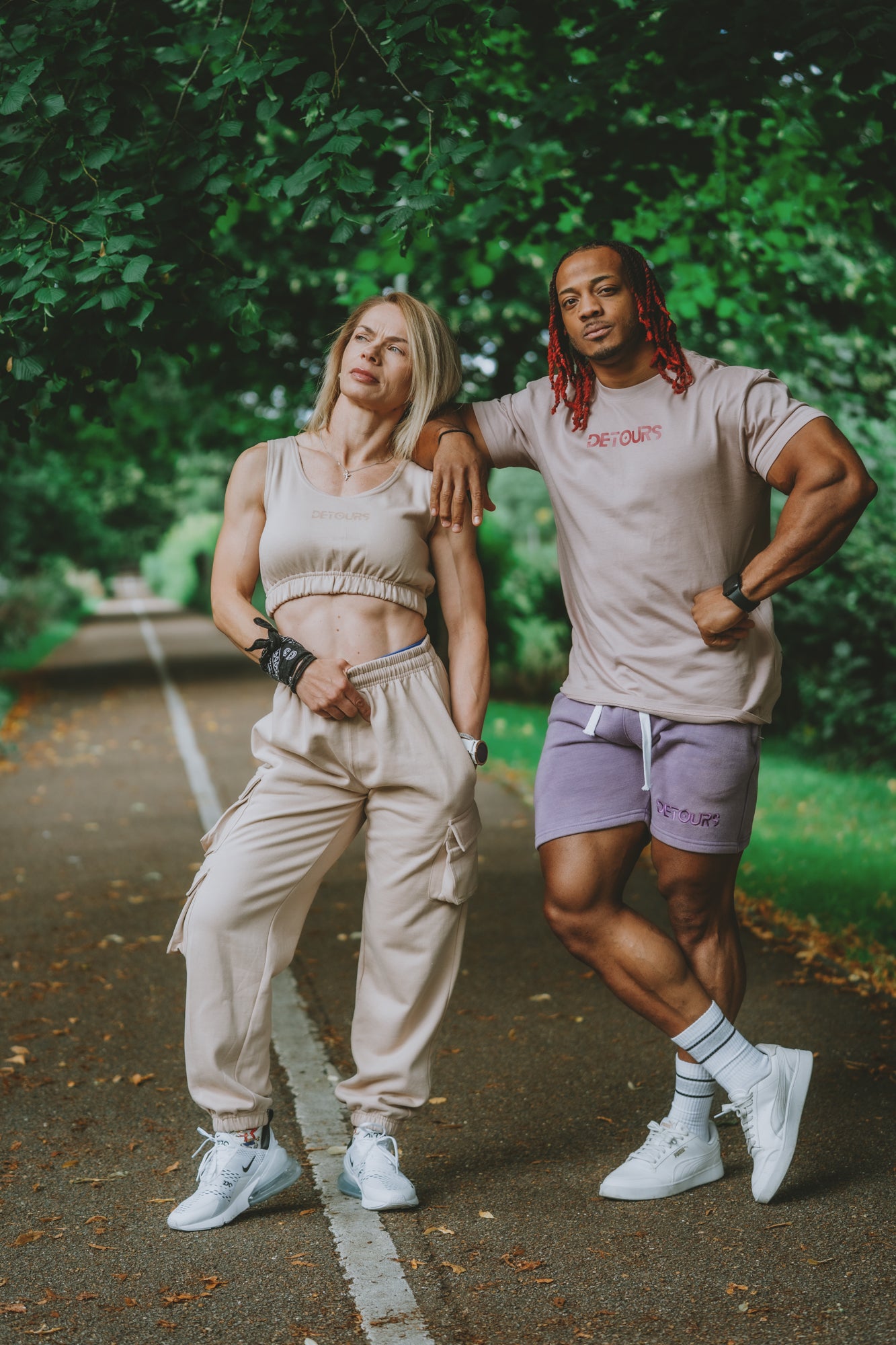 Nude bralett and cargo jogger set