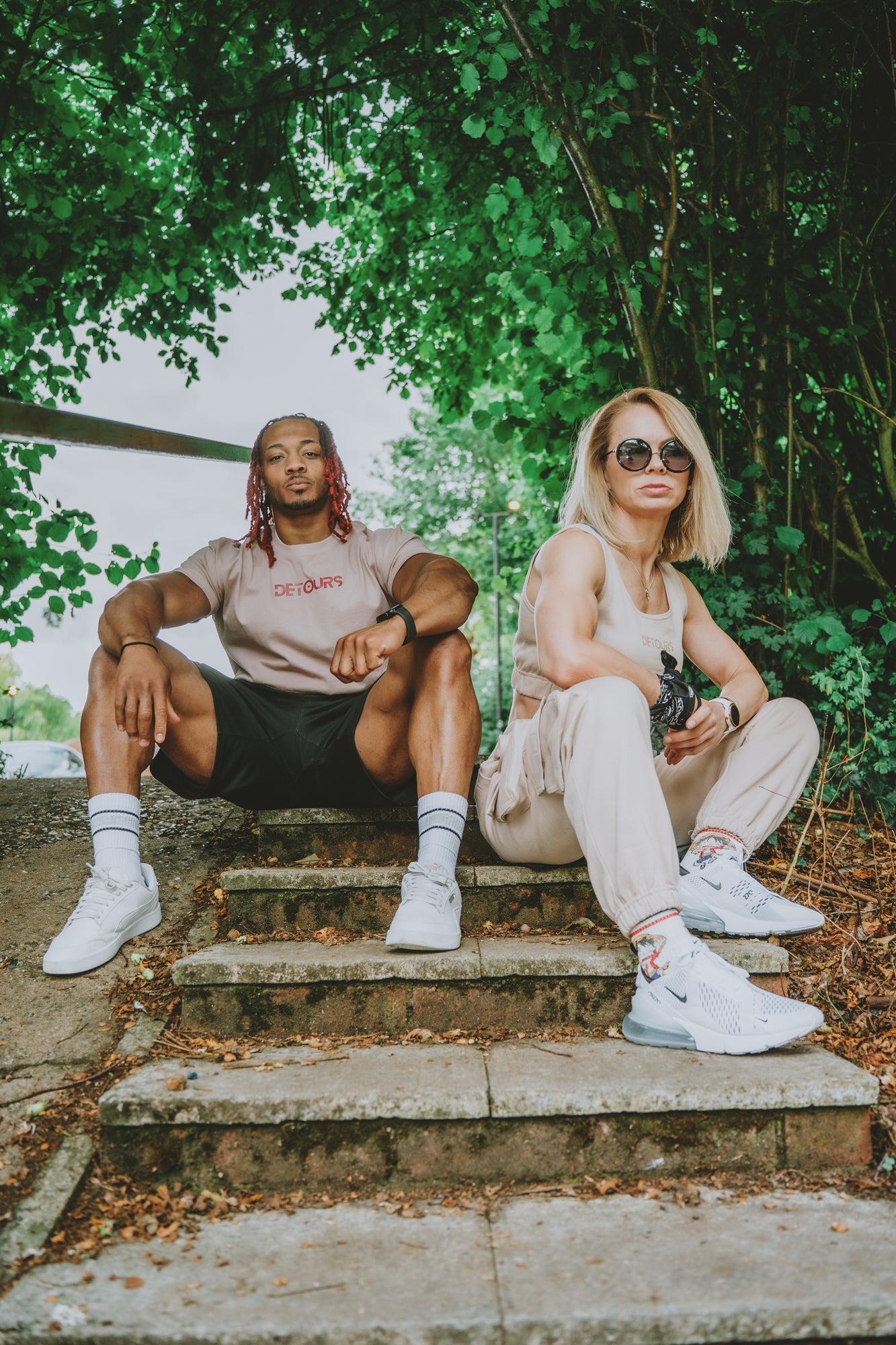 Nude bralett and cargo jogger set